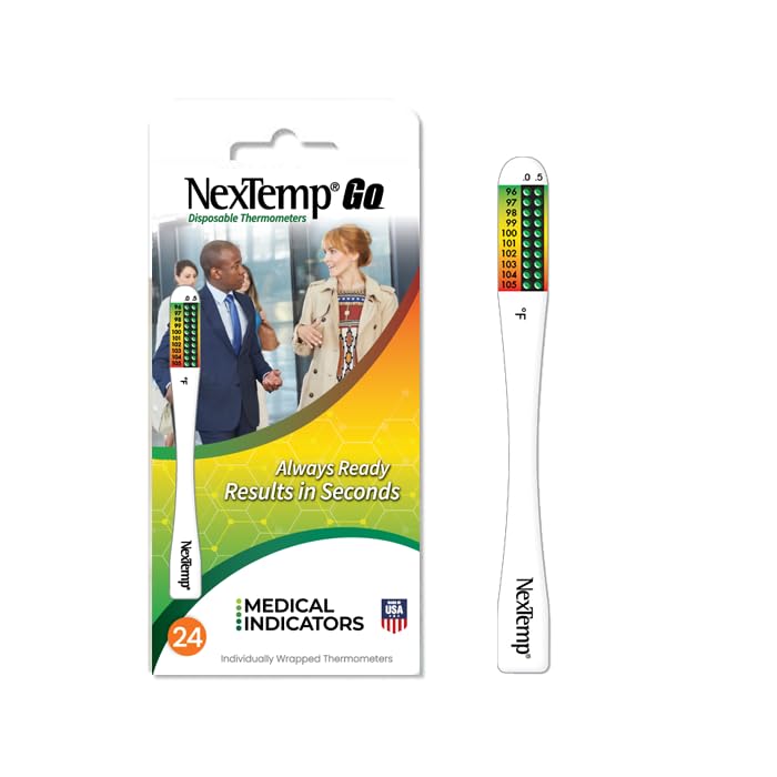 NEXTEMP ® Go - Ready When You are - Single-Use Disposable Thermometers - Results in Seconds, for Work, Home, & Travel (24-Pack (Fahrenheit)) - Image 1